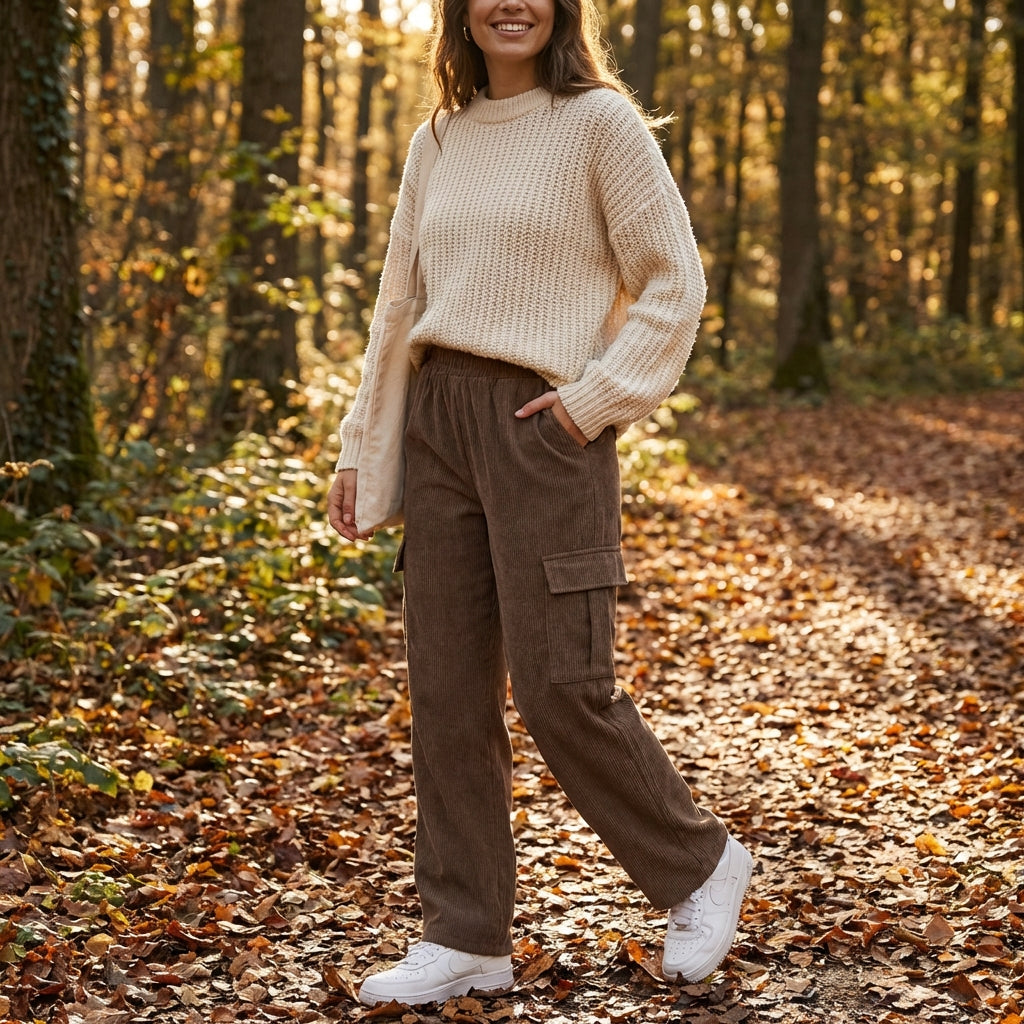 Sienna | Women’s Cargo Trouser With Side Cargo Pocket And Elastic Waist | Casual