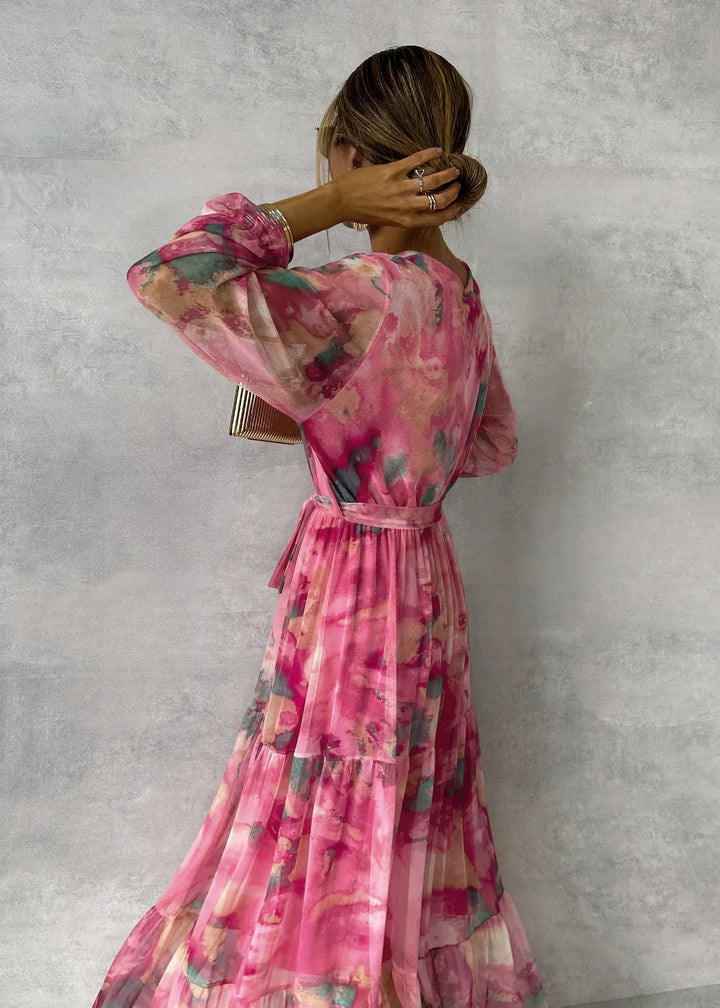 Sienna | Women's Cocktail Dress With V-Neck And Floral Print | Elegant