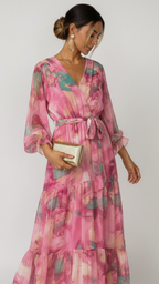 Sienna | Women's Cocktail Dress With V-Neck And Floral Print | Elegant