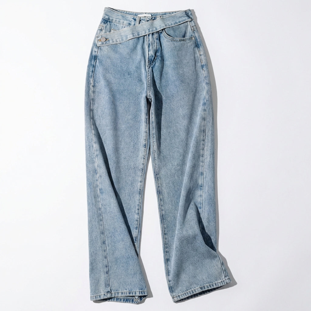 Sienna | Women’s High Waist Jeans With Wrap Belt Detail And Straight Leg | Modern