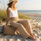 Sienna | Women’s Linen Trousers With Wide Leg Silhouette And Elastic Waistband | Summer