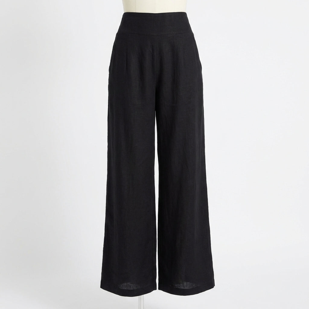 Sienna | Women’s Linen Trousers With Wide Leg Silhouette And Elastic Waistband | Summer