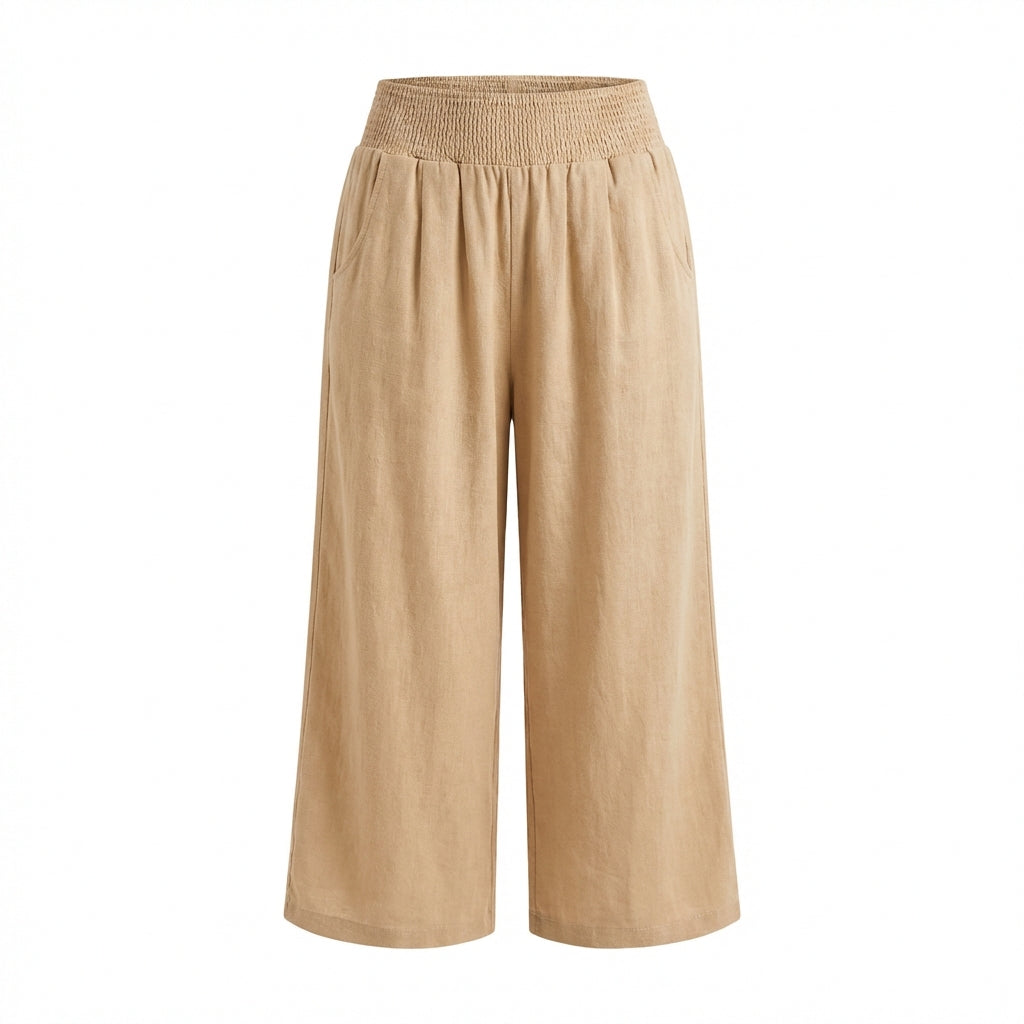 Sienna | Women’s Linen Trousers With Wide Leg Silhouette And Elastic Waistband | Summer