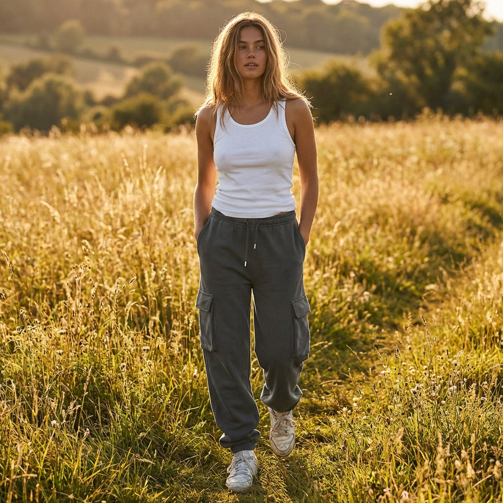 Sienna | Women’s Sweat Pants With Side Cargo Pockets And Drawstring | Street