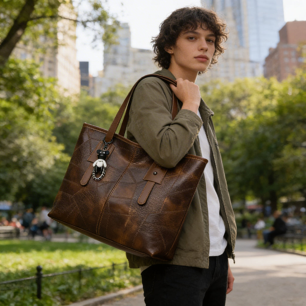 Sienna | Women’s Tote Bag With Contrast Stitching And Long Straps | Classic