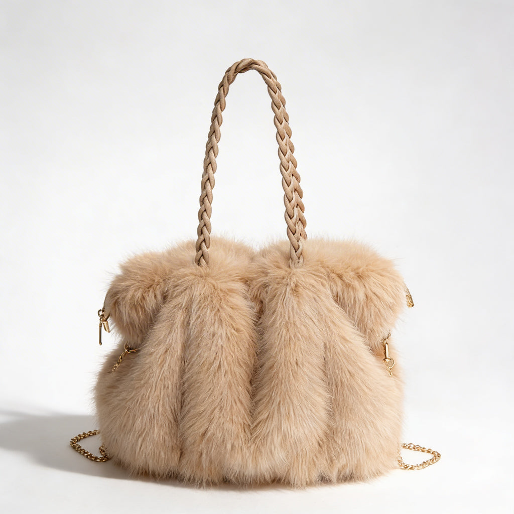 Sienna | Women’s Tote Bag With Plush Texture And Braided Handle | Glamorous