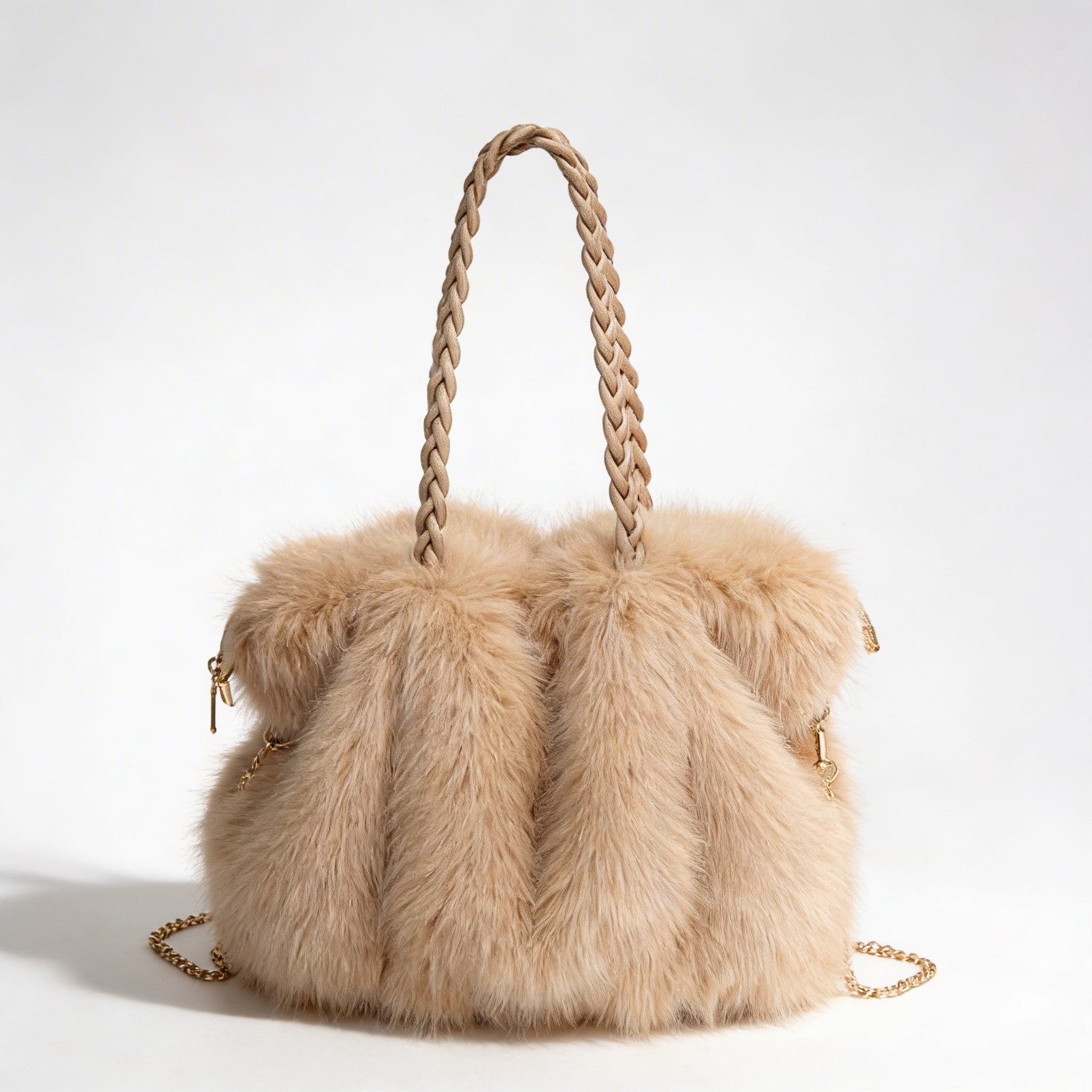 Sienna | Women’s Tote Bag With Plush Texture And Braided Handle | Glamorous