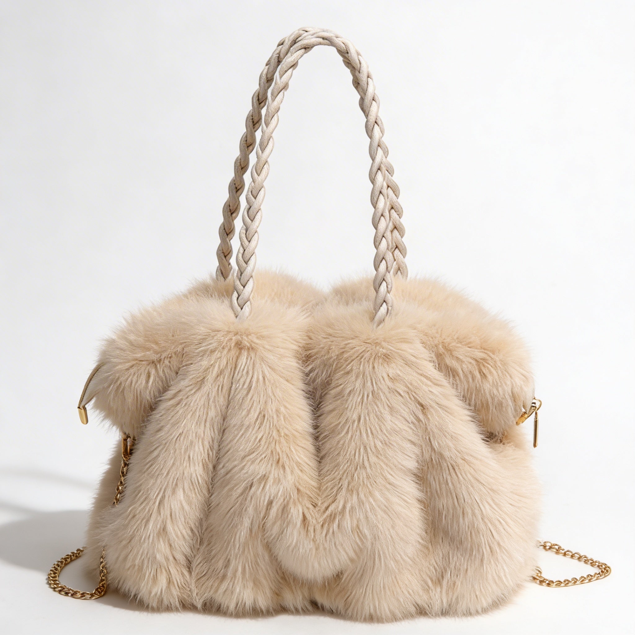 Sienna | Women’s Tote Bag With Plush Texture And Braided Handle | Glamorous