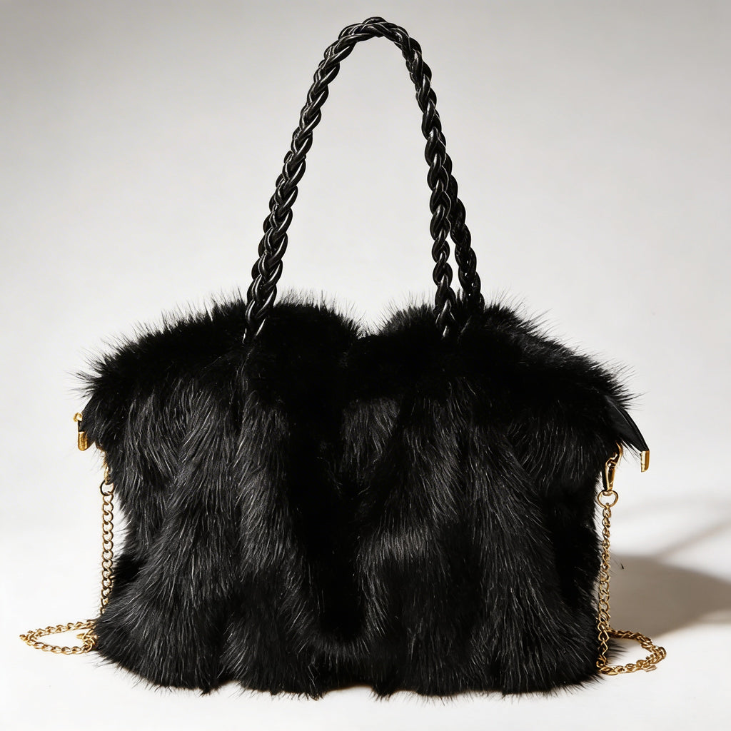 Sienna | Women’s Tote Bag With Plush Texture And Braided Handle | Glamorous