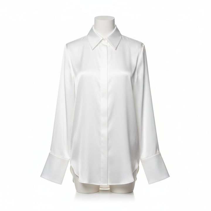 Sophia | Women's Blouse With Cuban Collar And Contrast Buttons | Elegant