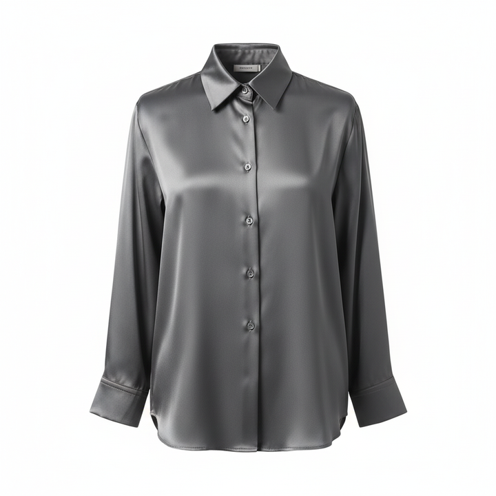 Sophia | Women's Blouse With Cuban Collar And Contrast Buttons | Elegant