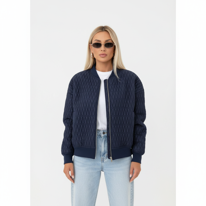 Sophia | Women's Bomber Jacket With Quilted Texture And Zip Closure | Casual