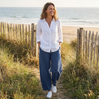 Sophia | Women’s Linen Trousers With Wide Leg Silhouette And Side Pockets | Casual