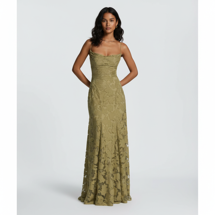 Sophia | Women's Maxi Dress With Spaghetti Straps And Draped Bodice | Elegant