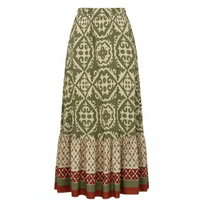 Sophia | Women's Maxi Skirt With Pleated Design And Printed Pattern | Bohemian
