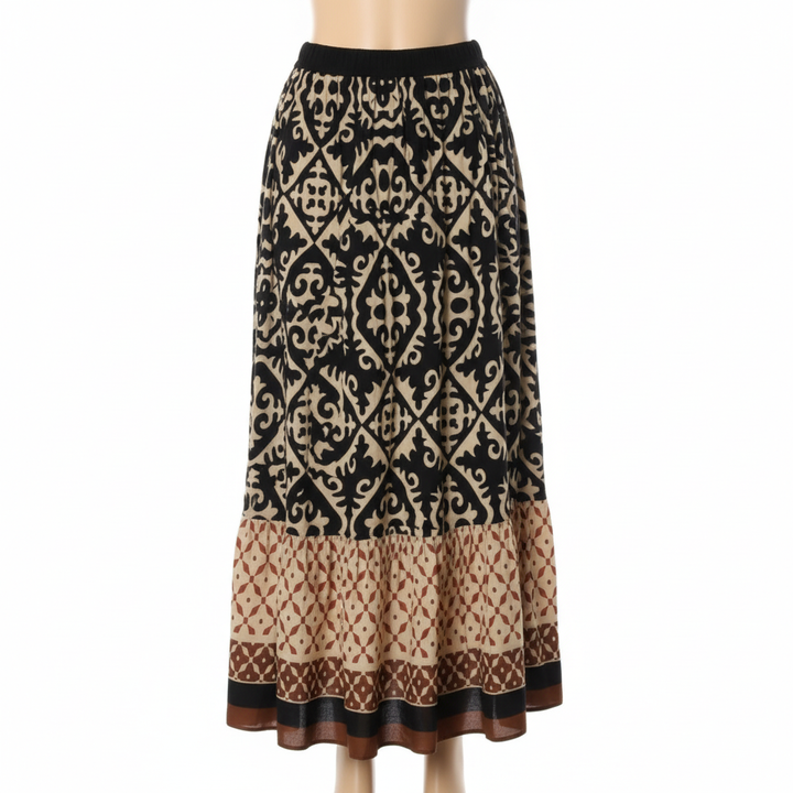 Sophia | Women's Maxi Skirt With Pleated Design And Printed Pattern | Bohemian