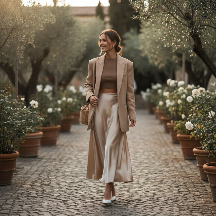 Sophia | Women's Midi Skirt With Draped Design And Pleated Detail | Elegant