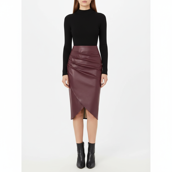 Sophia | Women's Midi Skirt With Ruched Detail And Asymmetric Hem | Chic