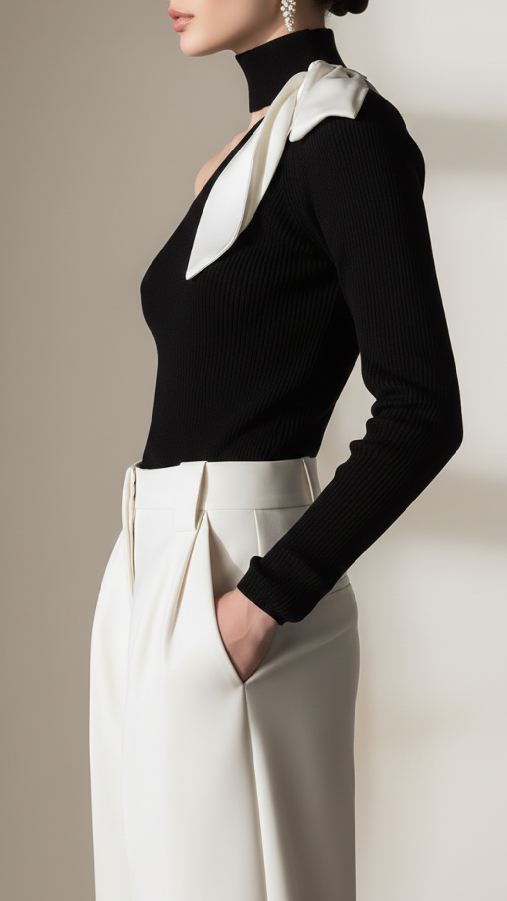 Sophia | Women’s One Shoulder Top With Asymmetric Neckline And Long Sleeve