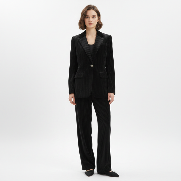 Sophia | Women's Outfit Set With Notch Lapel Blazer And Pleated Pants | Elegant