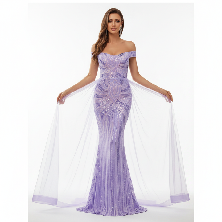 Sophia | Women's Wedding Guest Maxi Dress With Off Shoulder Neckline And Pleated Design | Elegant
