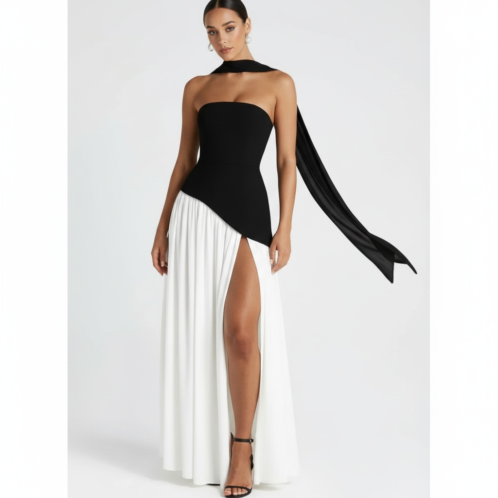 Sophia | Women's Wedding Guest Maxi Dress With Strapless Neckline And Draped Skirt | Elegant