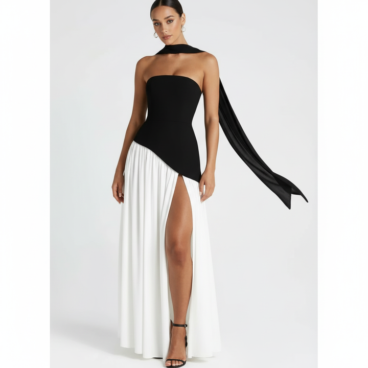 Sophia | Women's Wedding Guest Maxi Dress With Strapless Neckline And Draped Skirt | Elegant