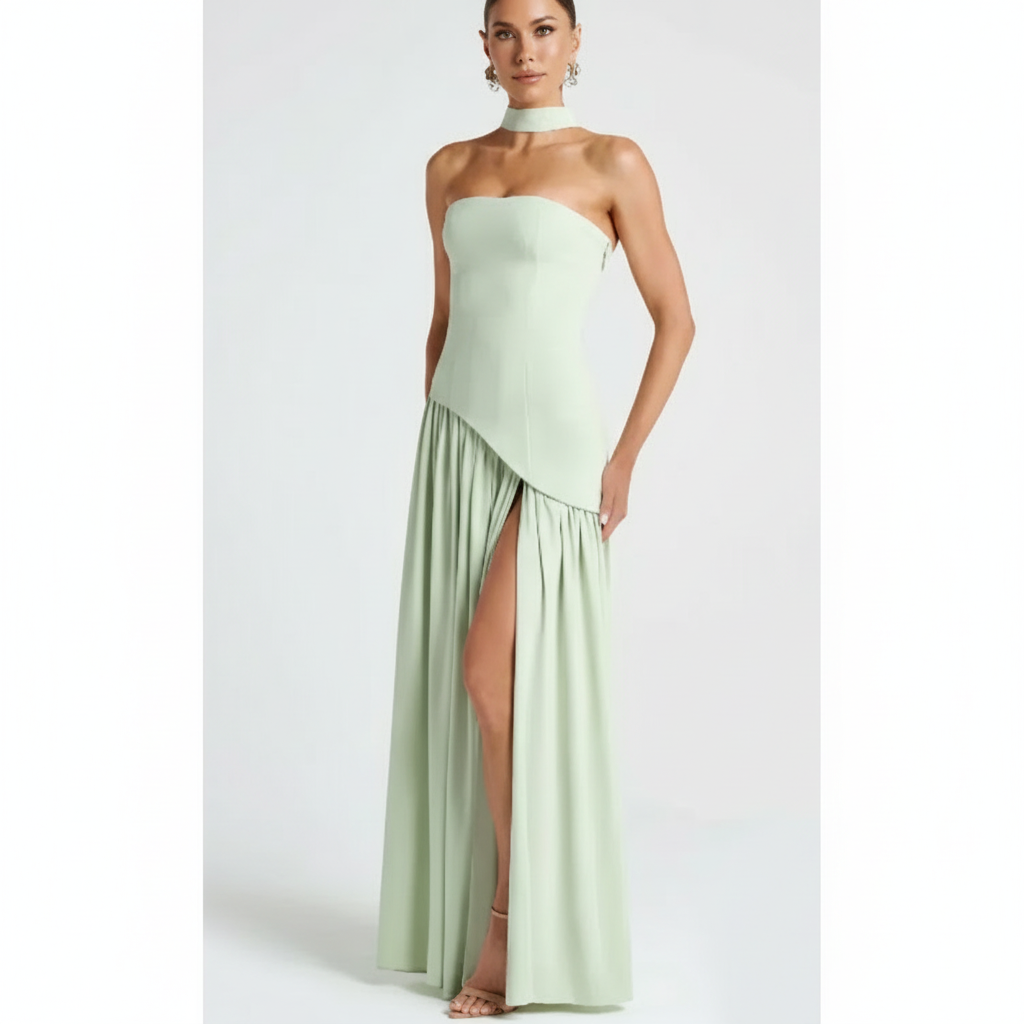 Sophia | Women's Wedding Guest Maxi Dress With Strapless Neckline And Draped Skirt | Elegant