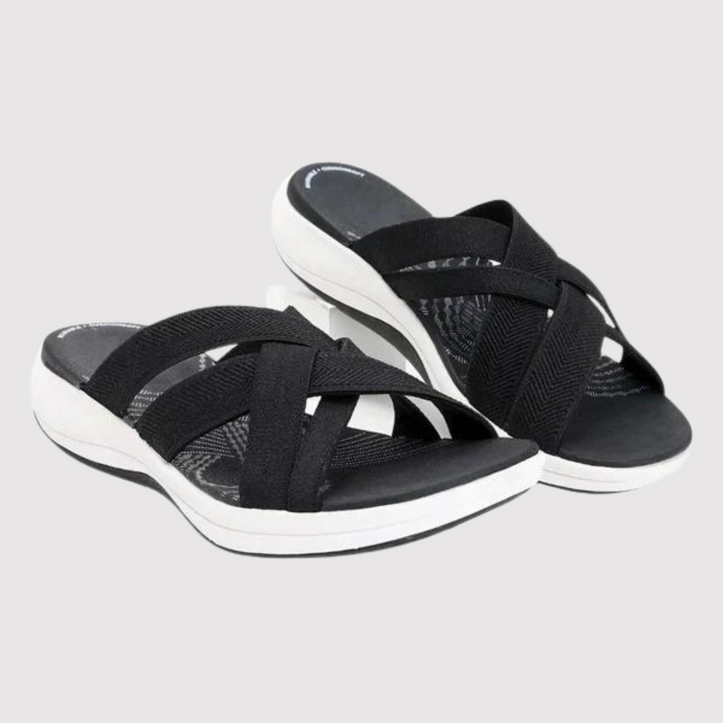 Teresa | Women’s Slide Sandals With Woven Straps And Soft Insole | Orthopaedic