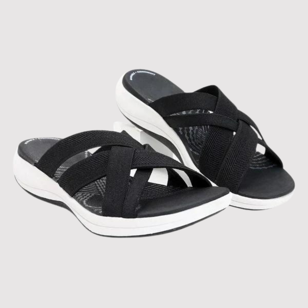 Teresa | Women’s Slide Sandals With Woven Straps And Soft Insole | Orthopaedic