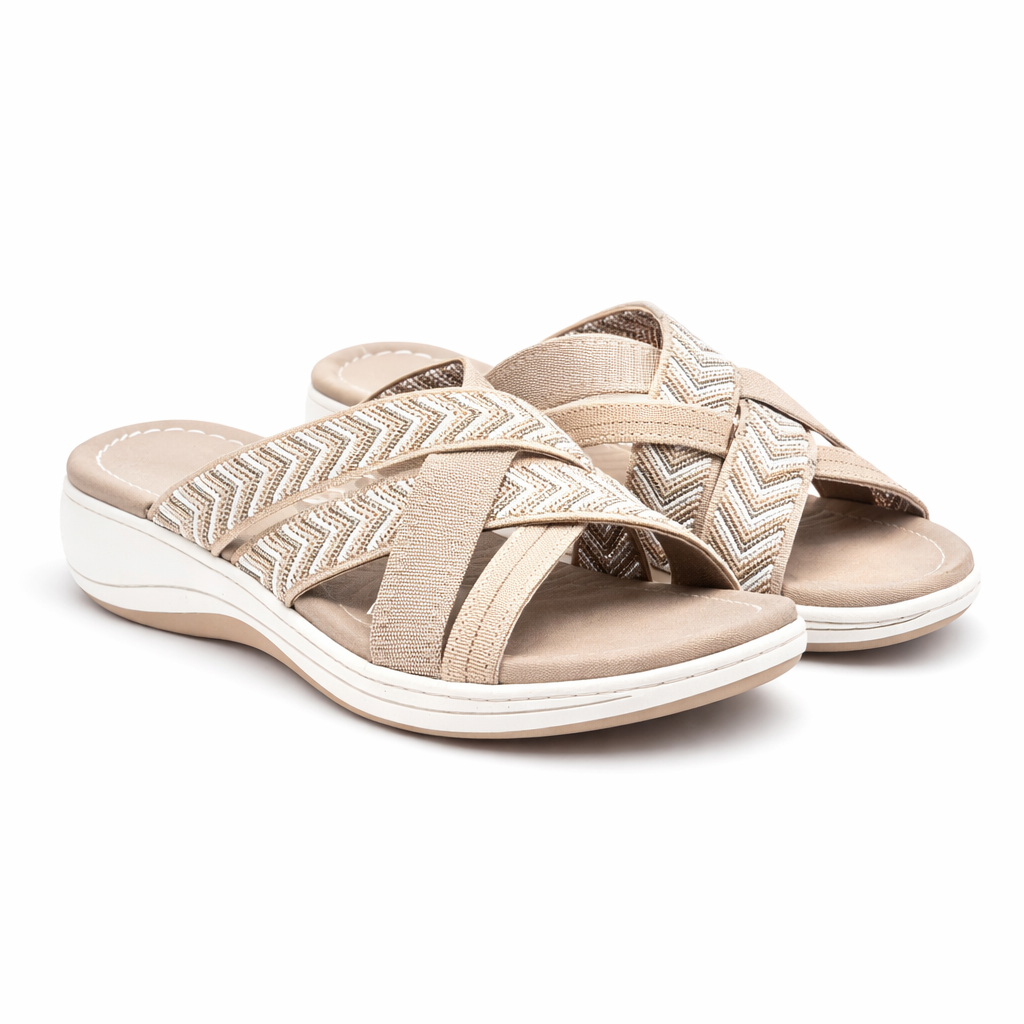 Teresa | Women’s Slide Sandals With Woven Straps And Soft Insole | Orthopaedic