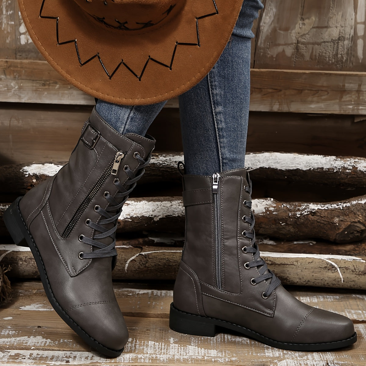 Sophie | Stylish Zipper Leather Boots