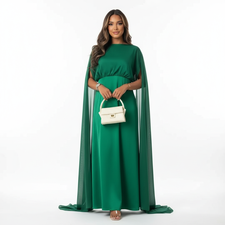 Charlotte | Women's Wedding Guest Dress With Draped Cape And Loose Fit | Elegant