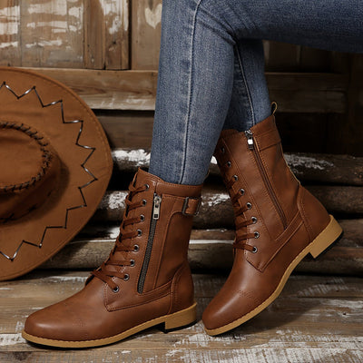 Sophie | Stylish Zipper Leather Boots