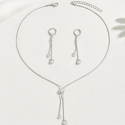 Adjustable Heart Pendant Necklace & Earrings Set