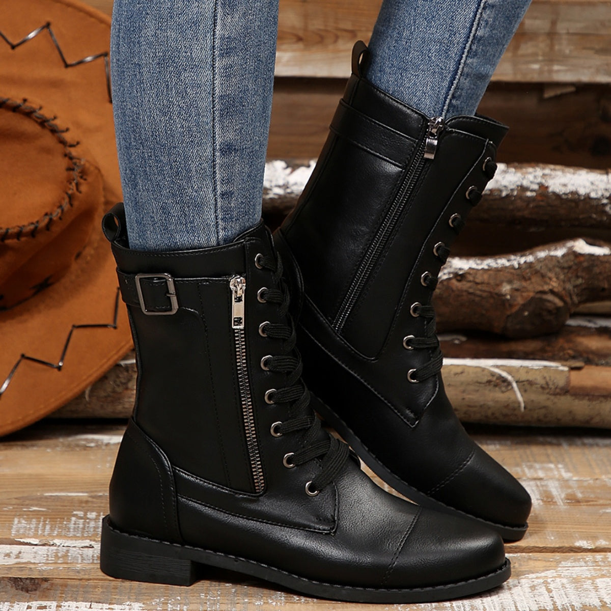 Sophie | Stylish Zipper Leather Boots
